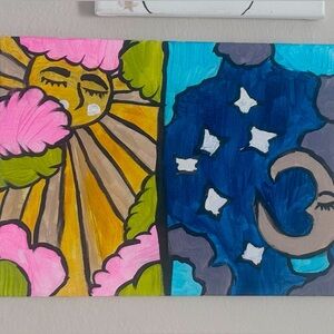 Sun and Moon Acrylic Painting